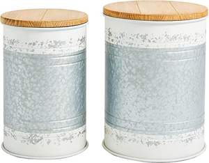 Rustic Tin Galvanized <b>Canister</b> <b>Set</b> With Farmhouse Style Engraving Great For Home Decor Storage And Everyday Use - Product Image 6