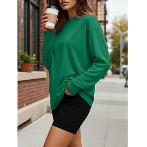 Sudadera de algodón de gran tamaño para mujer, cómoda, sólida, con cuello redondo y manga larga de lujo, al mejor precio, de Bangladesh - Product Image 3