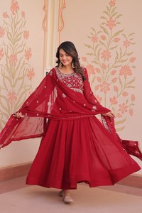 ชุดออกแบบใหม่กับ dupatta สำหรับงานแต่งและงานรื่นเริงชุดสวมใส่งานหนักแขนยาวเต็มตัว - Product Image 4