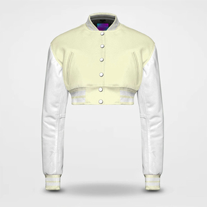 Veste universitaire courte pour femme avec logo personnalisé 2025, style crop top pour femme, collection d'hiver chaude pour femme, veste universitaire pas chère - Product Image 1