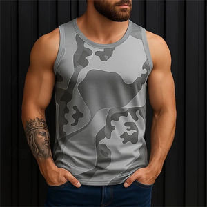 Camiseta sin mangas Transpirable Poliéster Alta calidad Gimnasio Deporte Bonded Singlet Hip Hop - Product Image 6