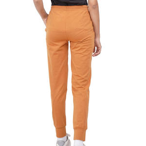 Pantalon plat en molleton de coton à séchage rapide 100% pour femmes, pantalon de yoga à jambe côtelée avec cordon de serrage à la taille - Product Image 5