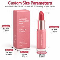 Boîte d'emballage personnalisée pour rouge à lèvres, boîte en papier cosmétique de luxe, logo personnalisé imprimé, boîte à rouge à lèvres, emballage de beauté en gros