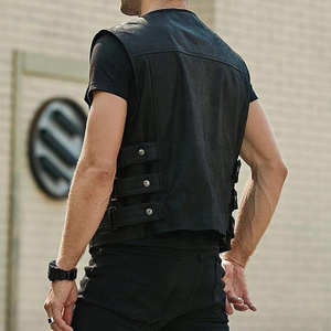 Fashion Wear Genuine <b>Leather</b> <b>Vests</b> Breathable Waterproof Custom High Quality Top Design Moto Biker Style Winter Outer Wear <b>Men's</b> - Product Image 5