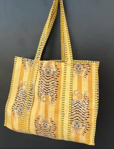 Sac fourre-tout en coton matelassé fait main, imprimé tigre, sac d'épicerie réutilisable - Product Image 4