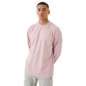 Wholesale Custom Plus Size <b>Men's</b> <b>Longline</b> O Neck <b>Shirt</b> High Quality 100% Cotton Knitted Long Sleeve Regular Fit Plain Design - Product Image 4