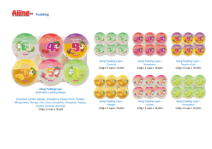 Aiiing Fruit Pudding Cups Nata De Coco 110g x 6 tazas x 16 pkts Fresa Honeydew Mango Passionfruit Honeydew Sabor surtido - Product Image 4