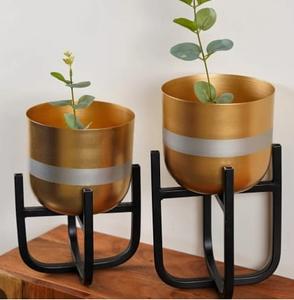 Décoration de jardin, décoration de la maison, pot de fleurs en métal, finition bicolore, pot de fleurs de grande taille, style unique - Product Image 5