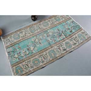 Alfombra clásica de lana azul Beige de 2,9x4,9 pies, patrón de retales de tejido plano turco Vintage para sala de estar, decoraciones de pasillo, látex - Product Image 2