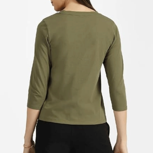 Camiseta Premium Delgada, Transpirable, Informal, de Verano, Tejida, con Logotipo, para Mujer, Corte Regular, 100% Algodón, Gruesa - Product Image 2