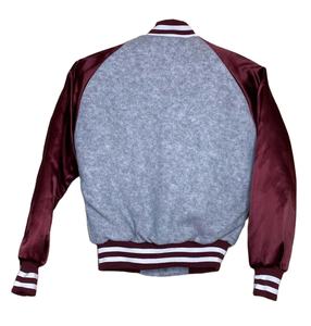 Ensemble complet en manches en satin manches raglan corps en laine bombardier universitaire en laine satinée blouson de base-ball pour hommes - Product Image 2