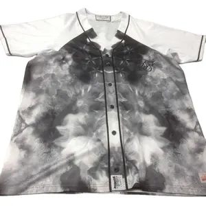 Men Baseball Jersey T-Shirt Button Up Mesh Shirt Small Black Baseball Jersey