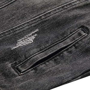 Custom Black <b>Denim</b> <b>Jackets</b> for Men Stylish Design 100% Cotton Jean Casual Streetwear Stand Collar Wholesale <b>Denim</b> <b>jacket</b> For Men - Product Image 5