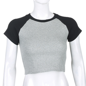 <b>Raglan</b> Style Short Sleeve Simple Lightweight Crop <b>Top</b> t Shirts Tees Organic Cotton Crewneck Solid Color Dyed Crop <b>Top</b> t Shirts - Product Image 4