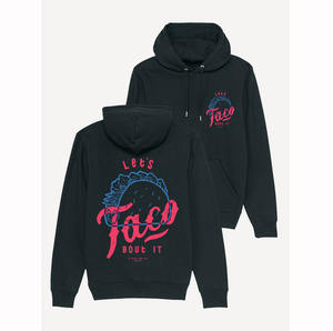 Sudadera con capucha negra de algodón regular personalizada Sudadera con capucha Let's Taco 'bout It - Product Image 1