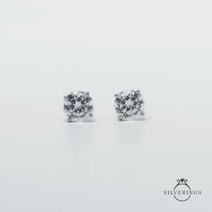 NOVAMART Fine Sterling <b>Silver</b> Solitaire Zircon <b>Stud</b> Earrings-925 by Silverings Wholesale Export - Product Image 3