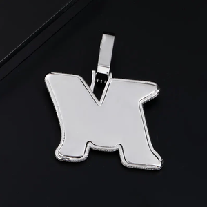 Colgante de Lujo con Inicial M, Diamantes de Imitación VVS, Cadena de Plata Estilo Hip Hop, Dijes de Diferentes Tamaños - Product Image 4