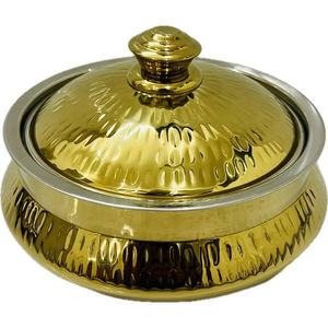 Chauffe-plats martelé en métal de table Vente à chaud Casserole design de forme ronde Pot en métal décoratif fini or - Product Image 6
