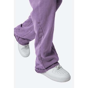 กางเกงผู้ชายทรงตรงโค้งลายทางผ้าคอตตอนผ้าสักหลาดเอวยางยืด - Product Image 5