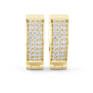 Pendientes de Aro Rectangulares con Pavé de Moissanita Redonda, Plata de Ley 925, 54 Piedras - Product Image 3