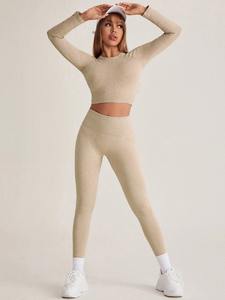 Service OEM Bonne Qualité Conception Personnalisée Couleur Unie Femmes Collants De Yoga Extensibles Pantalon Pleine Longueur Femmes Legging À Vendre - Product Image 3