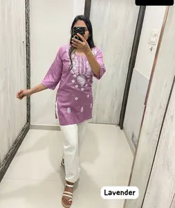 Conjunto Kurti estilo Anarkali para mulheres com calças e dupatta, design indiano tradicional de qualidade premium, organza digital estampada em massa
