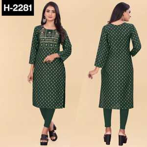 Vêtements ethniques indiens Prêt à porter Rayon Kurtis avec un beau motif de séquence de broderie et une grande taille disponible pour les femmes - Product Image 3