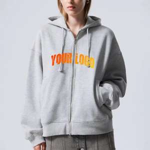 Sweat à capuche oversize pour femme, style streetwear, fermeture éclair, 100% coton, respirant, impression de logo personnalisée, OEM - Product Image 1