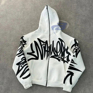 Sudadera con capucha estilo urbano de invierno con cremallera y estampado gráfico, a prueba de viento, transpirable, unisex, estilo Y2K. - Product Image 2