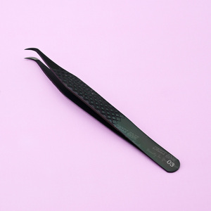 Pinzas de punta de fibra profesional para extensión de pestañas, pinzas de aislamiento de Punta larga, puntiagudas, antideslizantes para pestañas rusas - Product Image 2