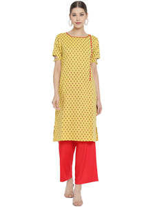 Anarkali Kurta décontracté en coton imprimé fleuri pour femme avec palazzo imprimé Lehriya et décoration à motif Dupatta longueur cheville - Product Image 2