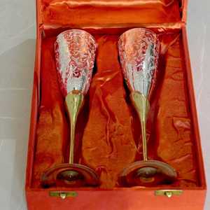 Premium Brass <b>Wine</b> Glasses with Velvet Storage Box Elegant Handmade <b>Wine</b> Goblet <b>Set</b> for Wedding <b>Gift</b> Home Decor and Fine Dining - Product Image 5