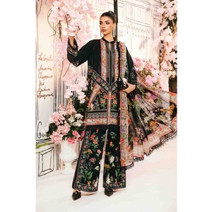 Hermoso vestido estampado de verano para bodas Viscosa Salwar Kameez en multicolor tradicional agradable para eventos indios paquistaníes - Product Image 6