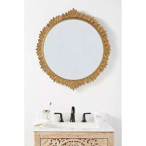 Cadre de miroir en laiton antique exquis avec artisanat de luxe et design intemporel pour les espaces de travail de salon de style vintage - Product Image 1