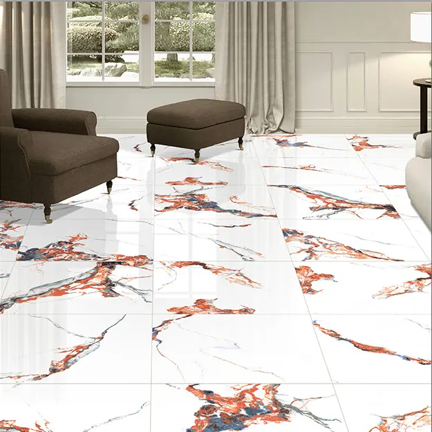 Magma White Color in 600x600 mm Digital Glazed Polished Porcelain Tiles in New White Glossy Finish First Grade Tiling by Ncraze