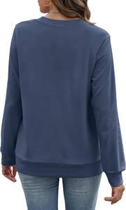 <b>Navy</b> Crewneck Fall Sweatshirts for <b>Women</b> Trendy <b>Women's</b> Plain Long Sleeve Pullover Tops with Pockets Fashion - Product Image 2