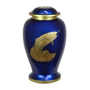 Urnes funéraires pour adultes en laiton de haute qualité avec bande étain et couleur sarcelle Urnes funéraires en métal fini pour cendres humaines - Product Image 6