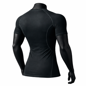 Camiseta de Compresión Negra para Hombre, Gimnasio, Fitness, Secado Rápido, Manga Corta, Deportiva, Ajustada, para Entrenamiento, Running, con Logotipo Personalizado OEM - Product Image 6