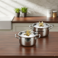 A.H. Ensemble de Pots Royaux Décoratifs Casserole Martelée à la Main avec Couvercle Papillon Doré Décoration de Table pour Fête Mariage Ustensile Sautpan