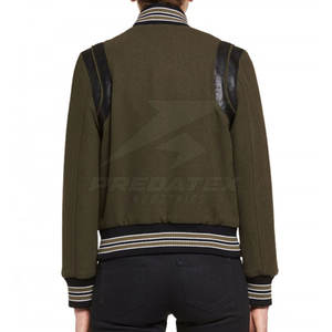 High Quality <b>Lightweight</b> Winter <b>Women</b> Letterman <b>Jacket</b> with Stand Collar Breathable Fabric Custom Logo - Product Image 3