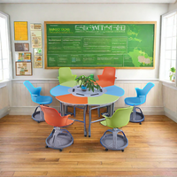 Chaise d'étudiant moderne pour salle de classe avec tablette d'écriture pliable, roulettes et siège en plastique mobile