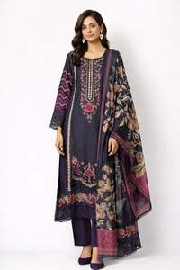 Ssumaira - Conjunto de Fiesta Formal con Camisa de Terciopelo Bordada y Pantalones con Dupatta Estampada Digitalmente, Novedad Especial para Eid - Product Image 6