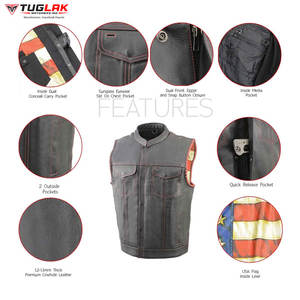 เสื้อกั๊กมอเตอร์ไซด์ของผู้ชายระบายอากาศได้ดีมีสไตล์เสื้อกล้ามหนังผ้าใบแบบลำลองสำหรับนักขี่มอเตอร์ไซค์ในฤดูหนาว - Product Image 5