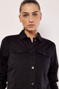 Chaquetas Vaqueras de Mezclilla para Mujer, Talla Adulto, Marca Personalizada, Al Por Mayor, Transpirables, de Algodón, Lisas, Teñidas, con Cuello Camisero - Product Image 3