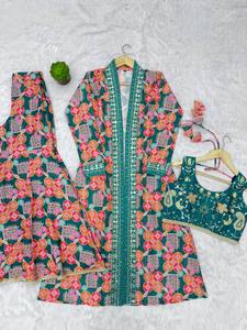 Nuevo Conjunto de Salwar Kameez Estilo Occidental para Mujer 2025, Tela de Muselina Pesada, Estampado Floral Ligero, Secado Rápido, Informal, Estilo Indio - Product Image 3
