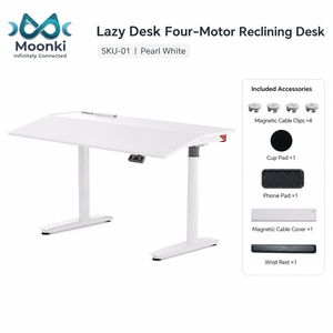 Four Motor Tilting Ergonomic Standing <b>Desk</b> with 0 to 15 Degree Tabletop for Sit Stand Recline <b>Office</b> Work - Product Image 2