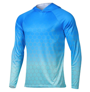 Sweat à capuche de pêche en polyester à manches longues séchage rapide caractéristique légère UPF50 + chemise de pêche à capuche grande taille disponible en gros - Product Image 3
