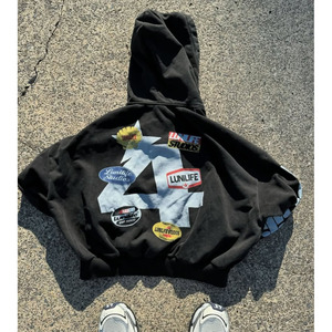 Sweat à capuche sérigraphié en molleton de coton mélangé pour hommes, vêtements d'hiver teints dans des tissus épais, produits chauds, vente en gros - Product Image 2