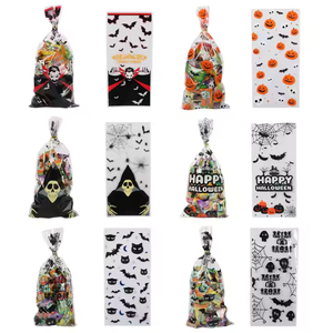 Sacs de friandises à biscuits en PE transparent pour Halloween avec attaches torsadées étanches pour le stockage de cadeaux de bonbons - Product Image 1