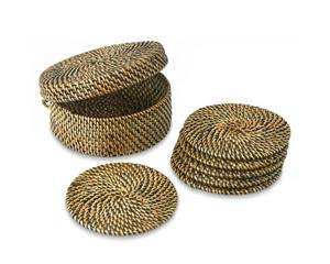 Set of 6 Handcrafted Rattan Woven Coasters by Vietnamese Artisans Coaster <b>Holder</b> Included-Mat & Pads Wholesales - Product Image 2
